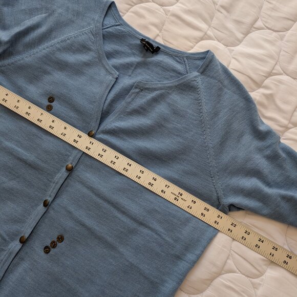 Sky Blue merino wool button detail cardigan XL EUC no brand, tag snipped - Picture 5 of 10